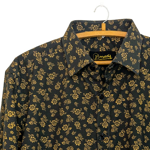 Black and Yellow Floral Print Shirt